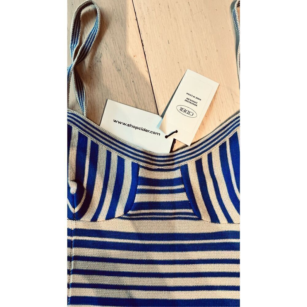 CIDER BLUE STRIPE CORSET TANK TOP WOMENS SZ L NEW - Picture 3 of 8